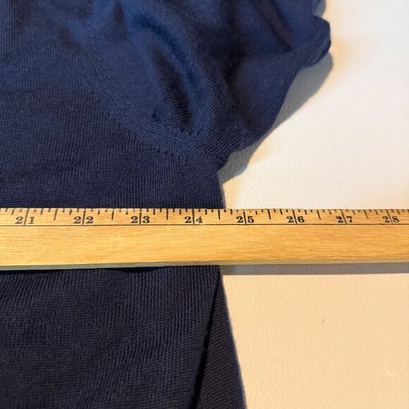 Charles Tyrwhitt Men XXL 1/4 Zip Pullover Sweater Merino Wool Knit Blue Stretch - Picture 7 of 9